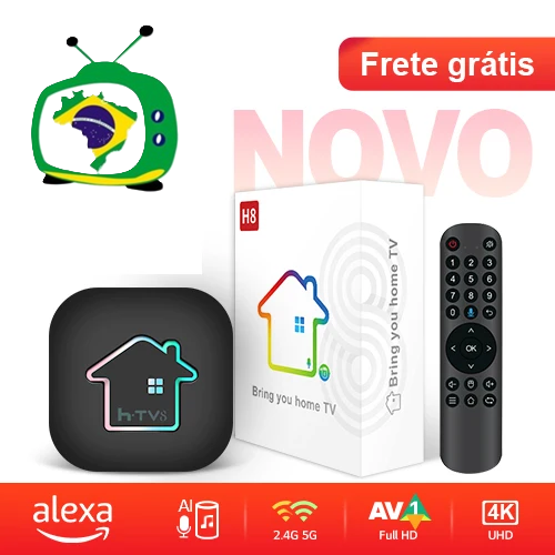 Novo Brazil TV H8 Tv box Brazil tv - Dual Band Wi-Fi 2.4GHz/ 5GHz - Voie remote control + Envio-Rapido
